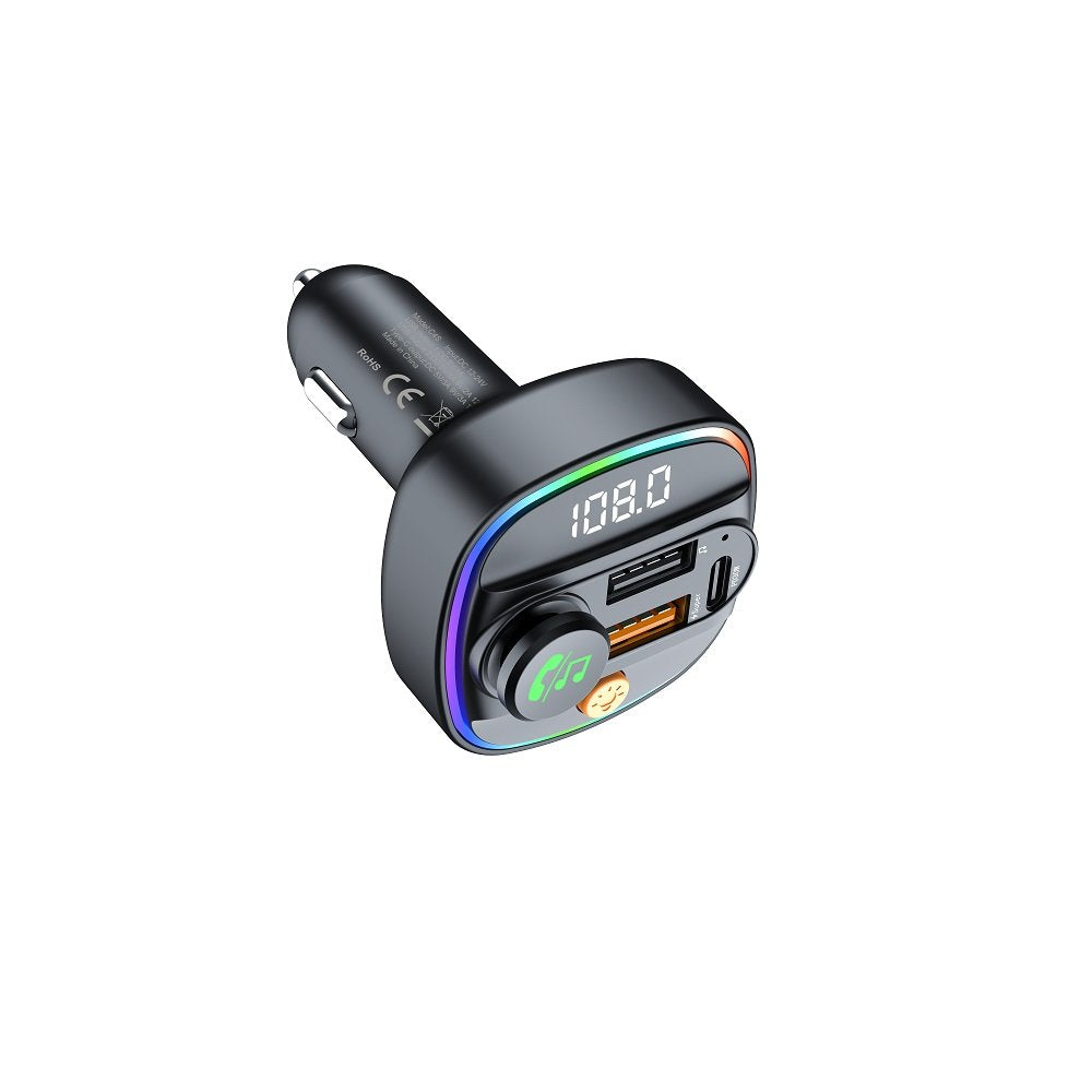Devia raidītājs FM Smart Bluetooth MP3 automašīnas lādētājs PD 30W 1x USB-C 2x USB 3A melns