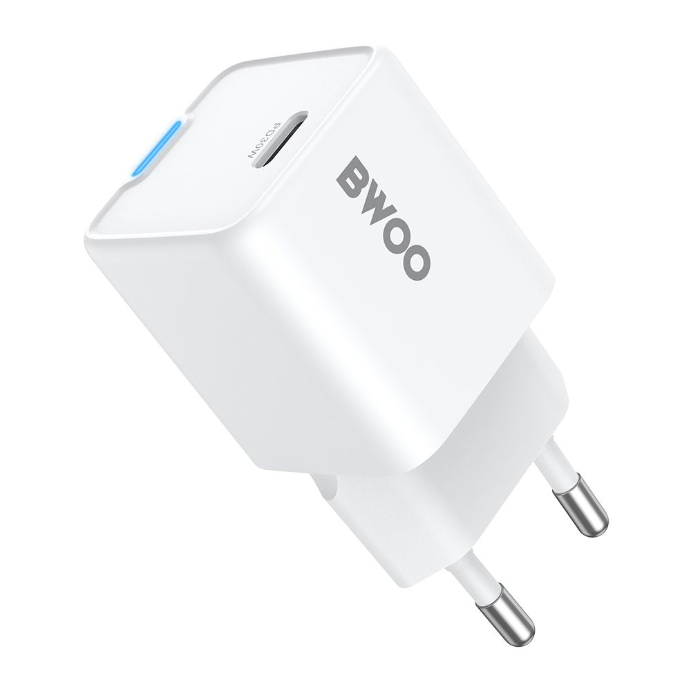 BWOO tīkla lādētājs GAN PD 30W 1x USB-C port 1A, balts
