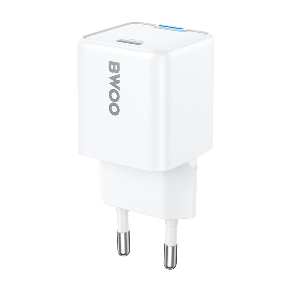 BWOO tīkla lādētājs GAN PD 30W 1x USB-C port 1A, balts