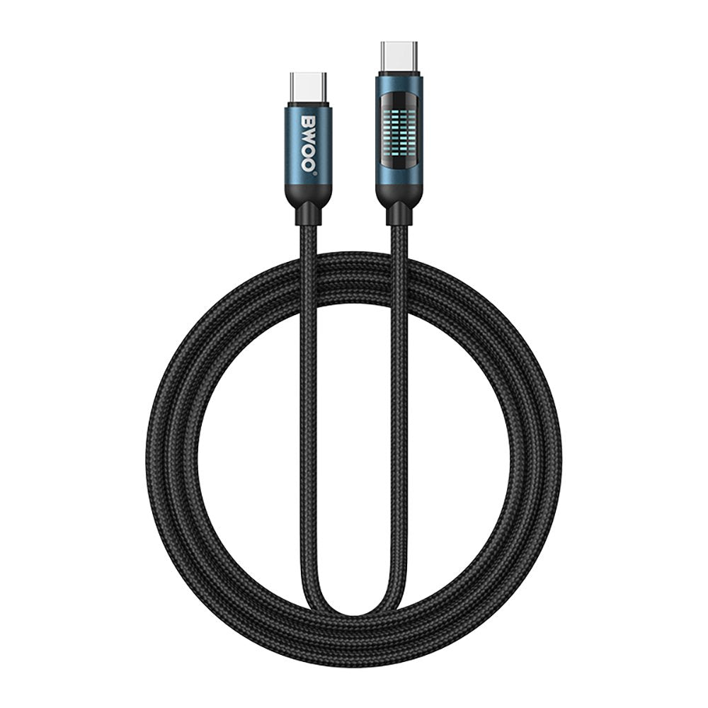 BWOO USB-C - USB-C kabelis 1m 60W ar LED displeju, pīts, melns