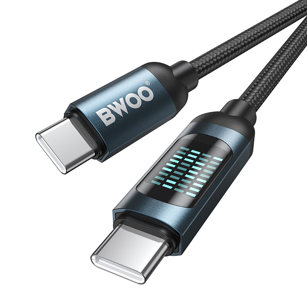 BWOO USB-C - USB-C kabelis 1m 60W ar LED displeju, pīts, melns