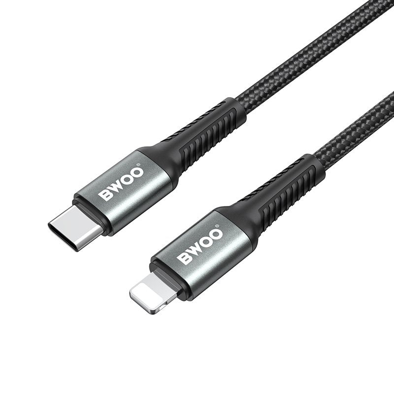 BWOO pīts kabelis USB-C - Lightning 2m 30W melns