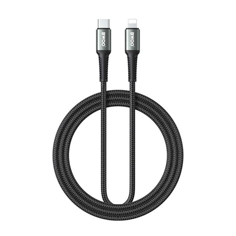 BWOO pīts kabelis USB-C - Lightning 3m 30W melns