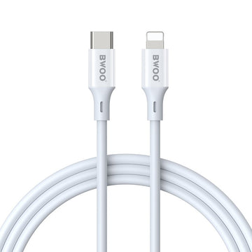 BWOO kabelis USB-C - Lightning 2m 27W ABS + TPE, balts