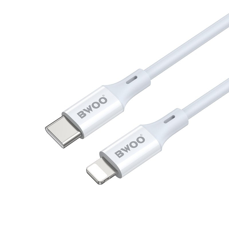 BWOO kabelis USB-C - Lightning 2m 27W ABS + TPE, balts