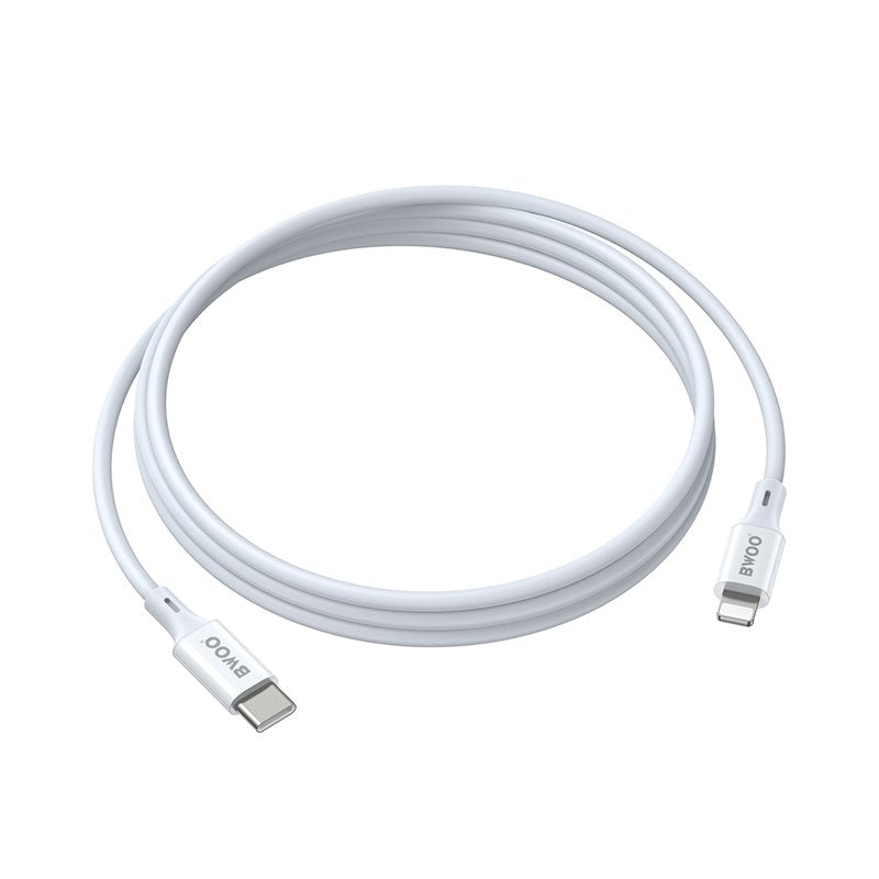 BWOO kabelis USB-C - Lightning 2m 27W ABS + TPE, balts