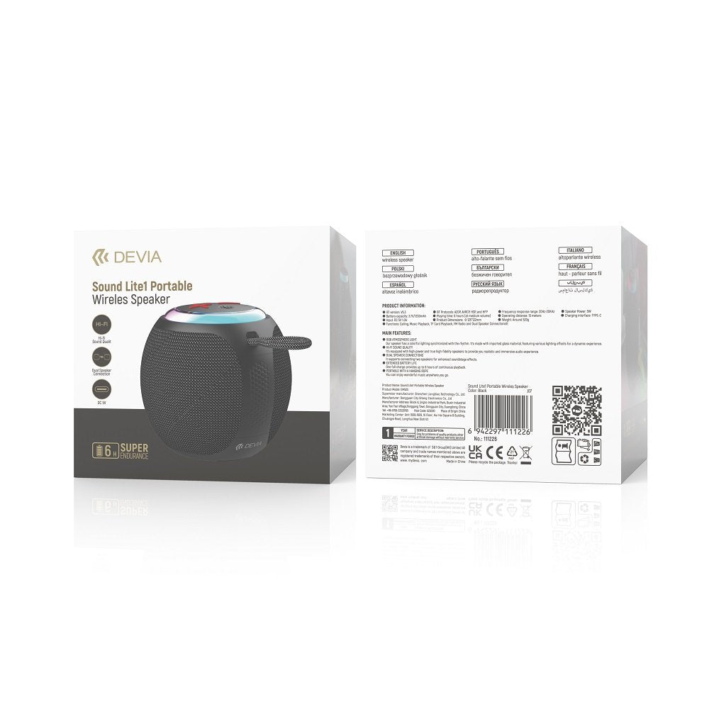 Devia Bluetooth skaļrunis Lite1, melns