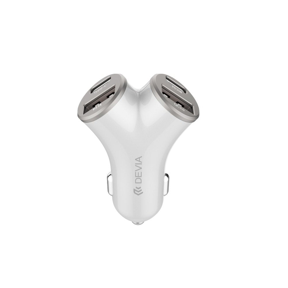 Devia auto lādētājs Extreme metāla PD 48W 2x USB 2x USB-C, sudrabains