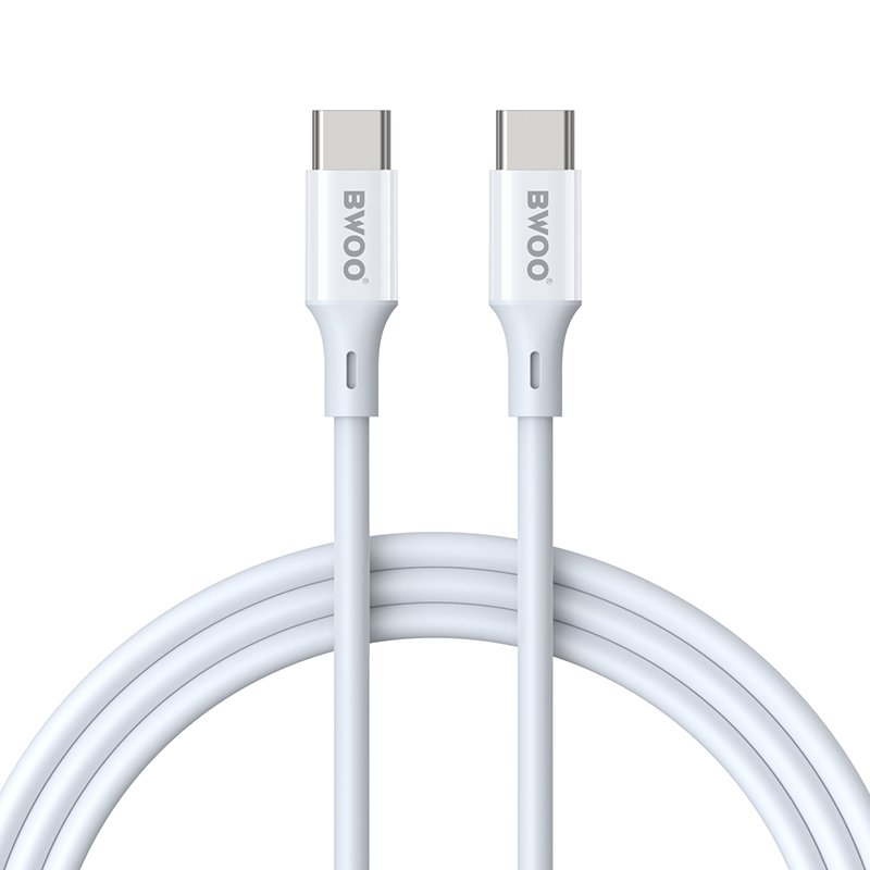 BWOO kabelis USB-C - USB-C 2m 60W ABS + TPE, balts