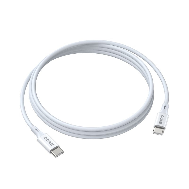 BWOO kabelis USB-C - USB-C 2m 60W ABS + TPE, balts