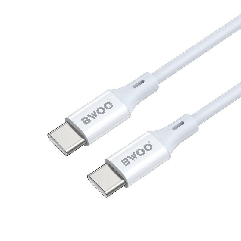BWOO kabelis USB-C - USB-C 2m 60W ABS + TPE, balts