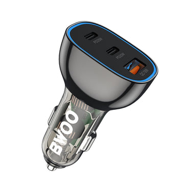 BWOO auto lādētājs PD 2x USB-C port + USB-A 68W, melns