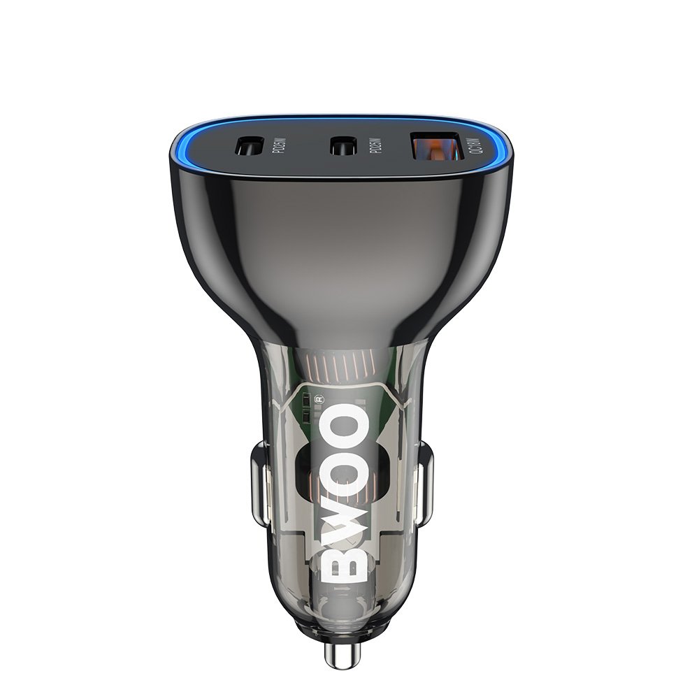 BWOO auto lādētājs PD 2x USB-C port + USB-A 68W, melns