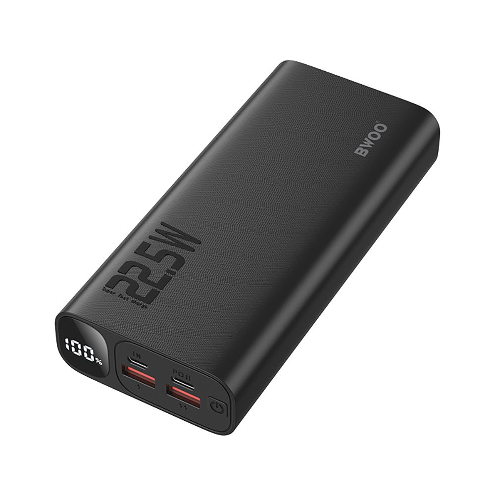 BWOO 22,5W 20000 mAh ārējā baterija ar LCD ekrānu, melna
