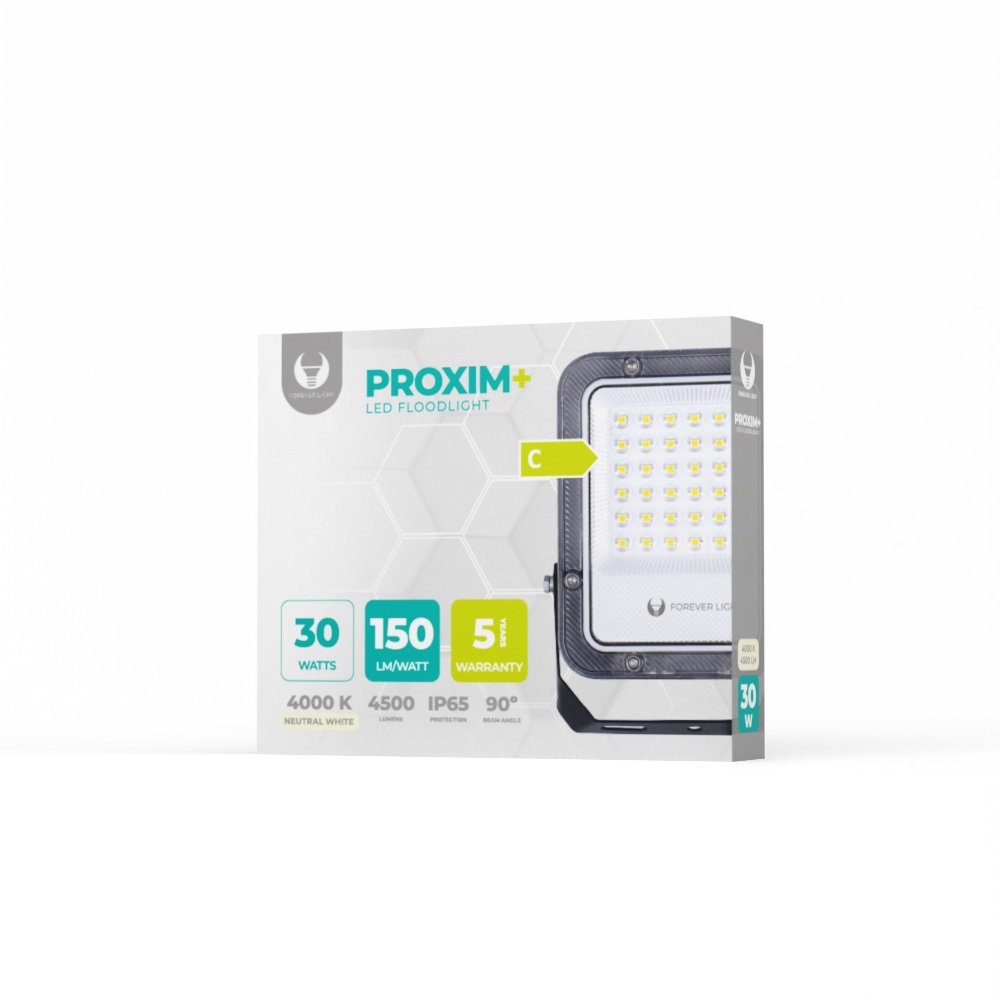 LED prožektors Proxim+ 30W 4000K 4500lm 230V IP65 Forever Light 150lm/W 5 gadu garantija