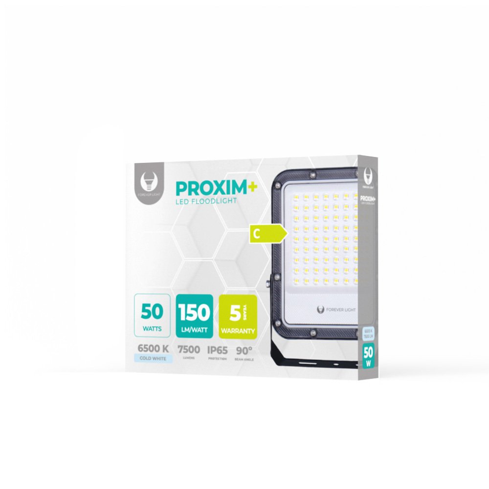 LED prožektors Proxim+ 50W 6500K 7500lm 230V IP65 Forever Light 150lm/W 5 gadu garantija