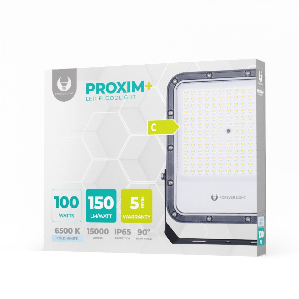 LED prožektors Proxim+ 100W 6500K 15000lm 230V IP65 Forever Light 150lm/W 5 gadu garantija