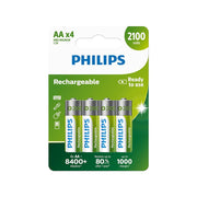 PHILIPS uzlādējamas baterijas AA NiMH 2100mAh, komplekts (4 gab.).