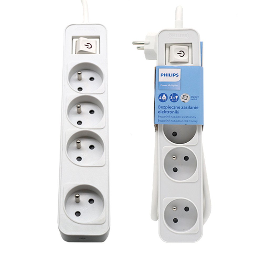 Philips pagarinātājs pagarinātājs, 4 rozetes 3m 10A, balts