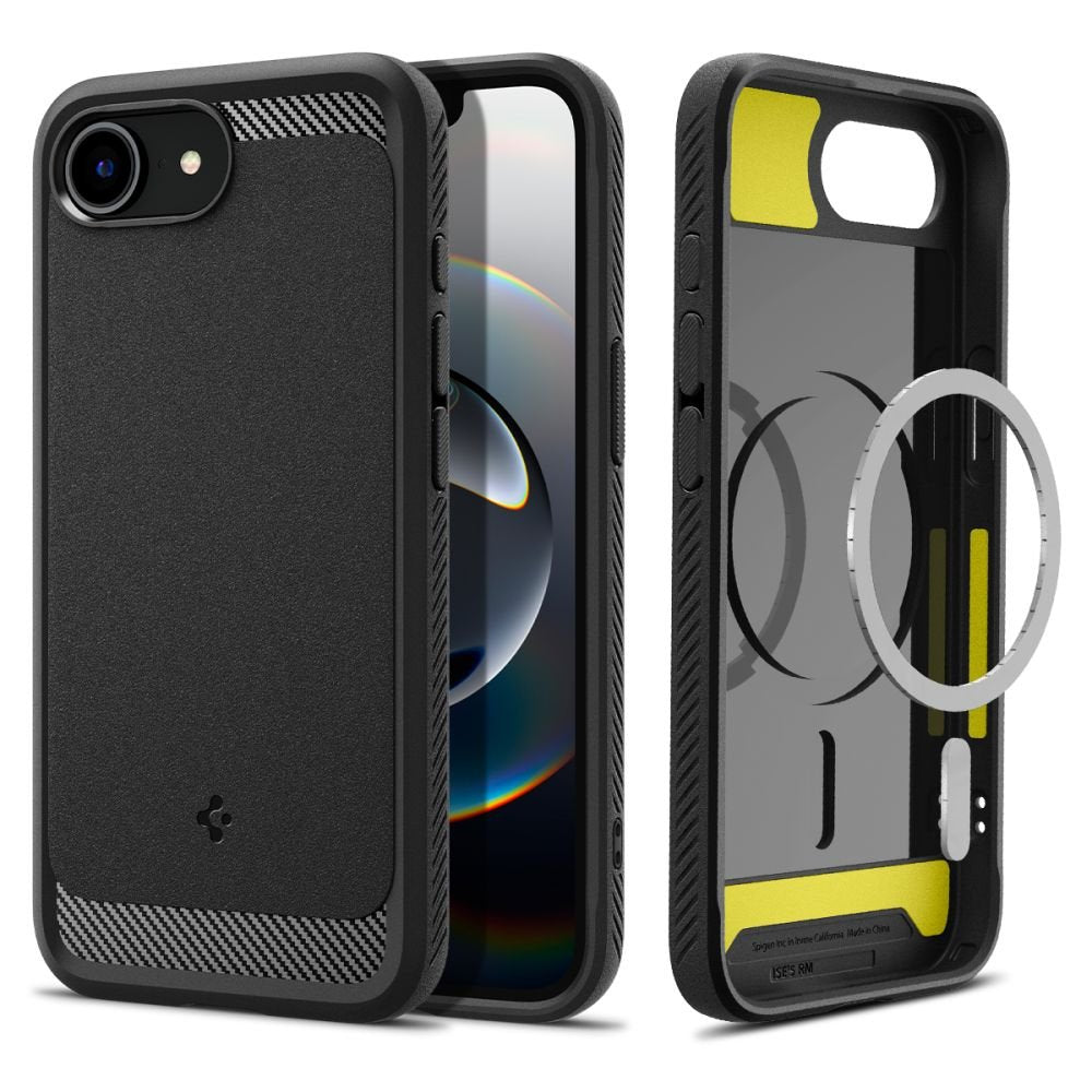 Spigen Rugged Armor MagSafe vāciņš iPhone 16E, matēts melns