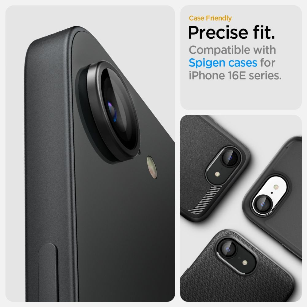 Spigen Optik Pro Glas.tR "EZ Fit" kameras aizsargi, 2 iepakojumā, iPhone 16E, melni