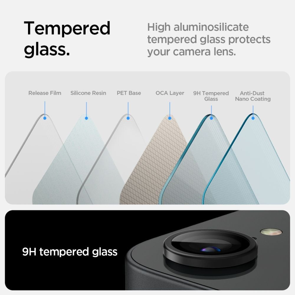 Spigen Optik Pro Glas.tR "EZ Fit" kameras aizsargi, 2 iepakojumā, iPhone 16E, melni