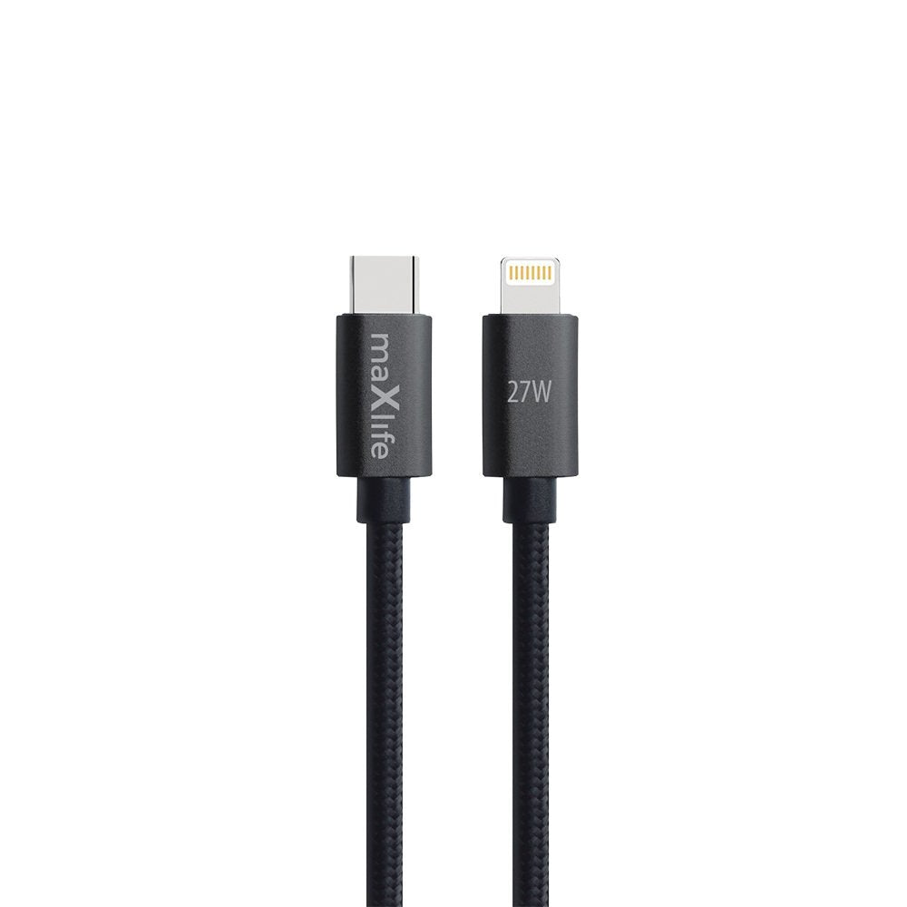 Maxlife kabelis MXUC-12 USB-C - Lightning 2,0 m 27W, melns