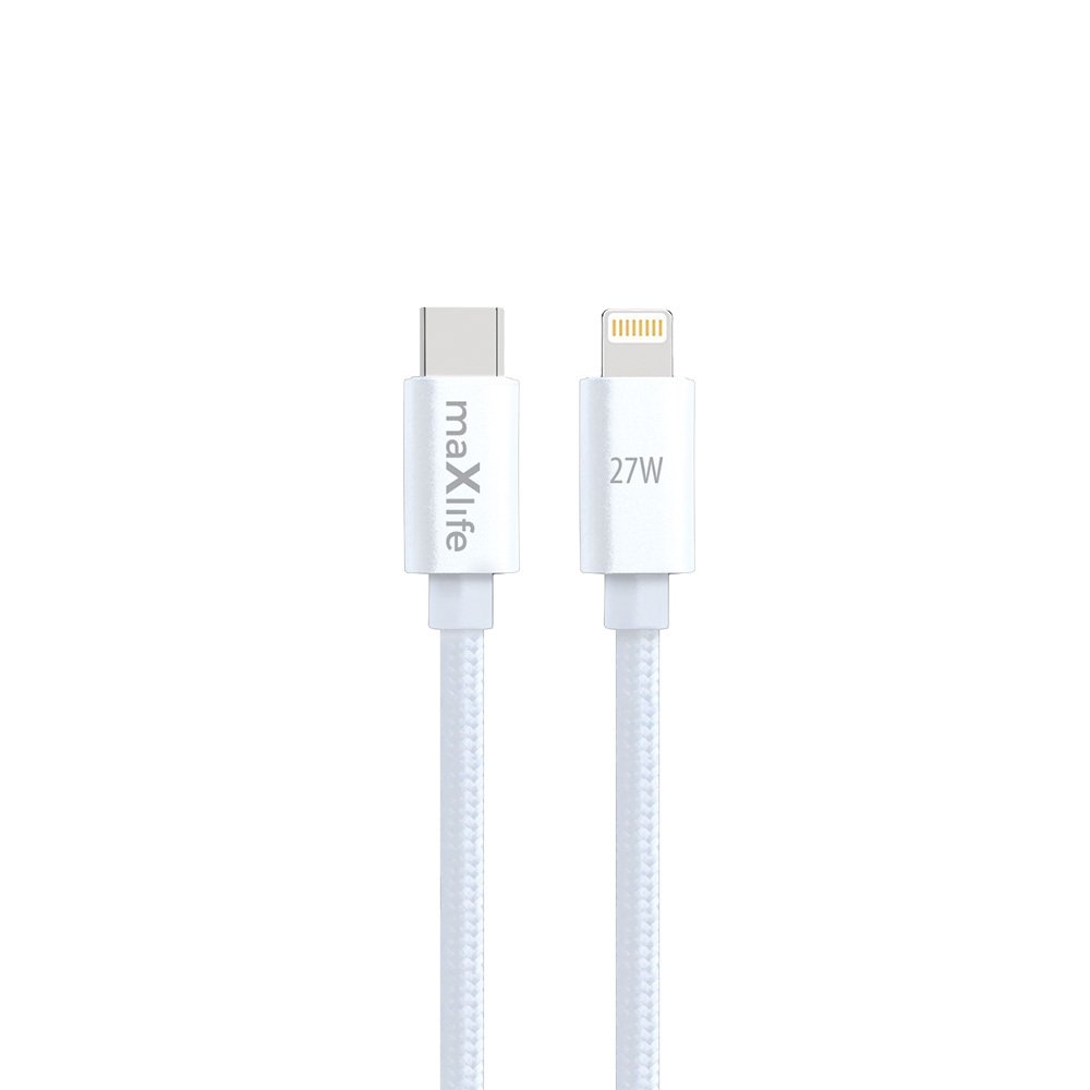 Maxlife kabelis MXUC-12 USB-C - Lightning 1,0 m 27W, balts