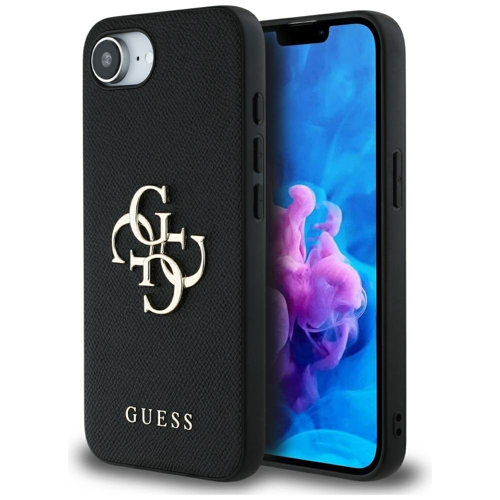 Guess HC PU Grained Big 4G un Classic Logo apvalks iPhone 16e, melns