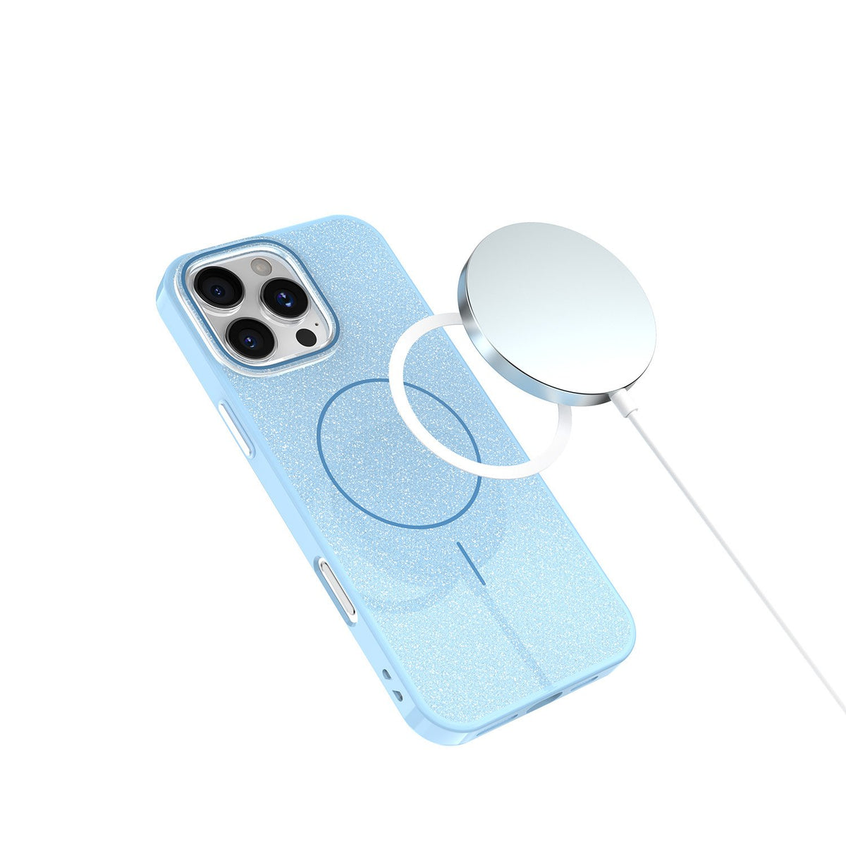 Mirdzošs plāns MagSafe vāciņš iPhone 17 Pro Max 6,9" zils