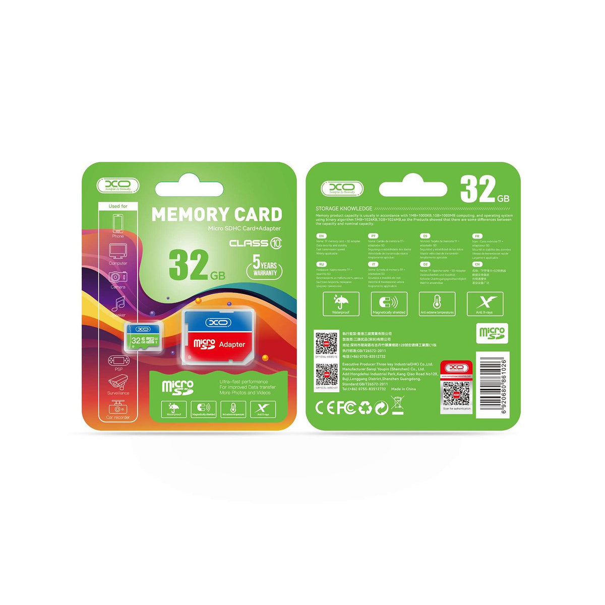 XO atmiņas karte 32GB microSDHC cl. 10 + adapteris