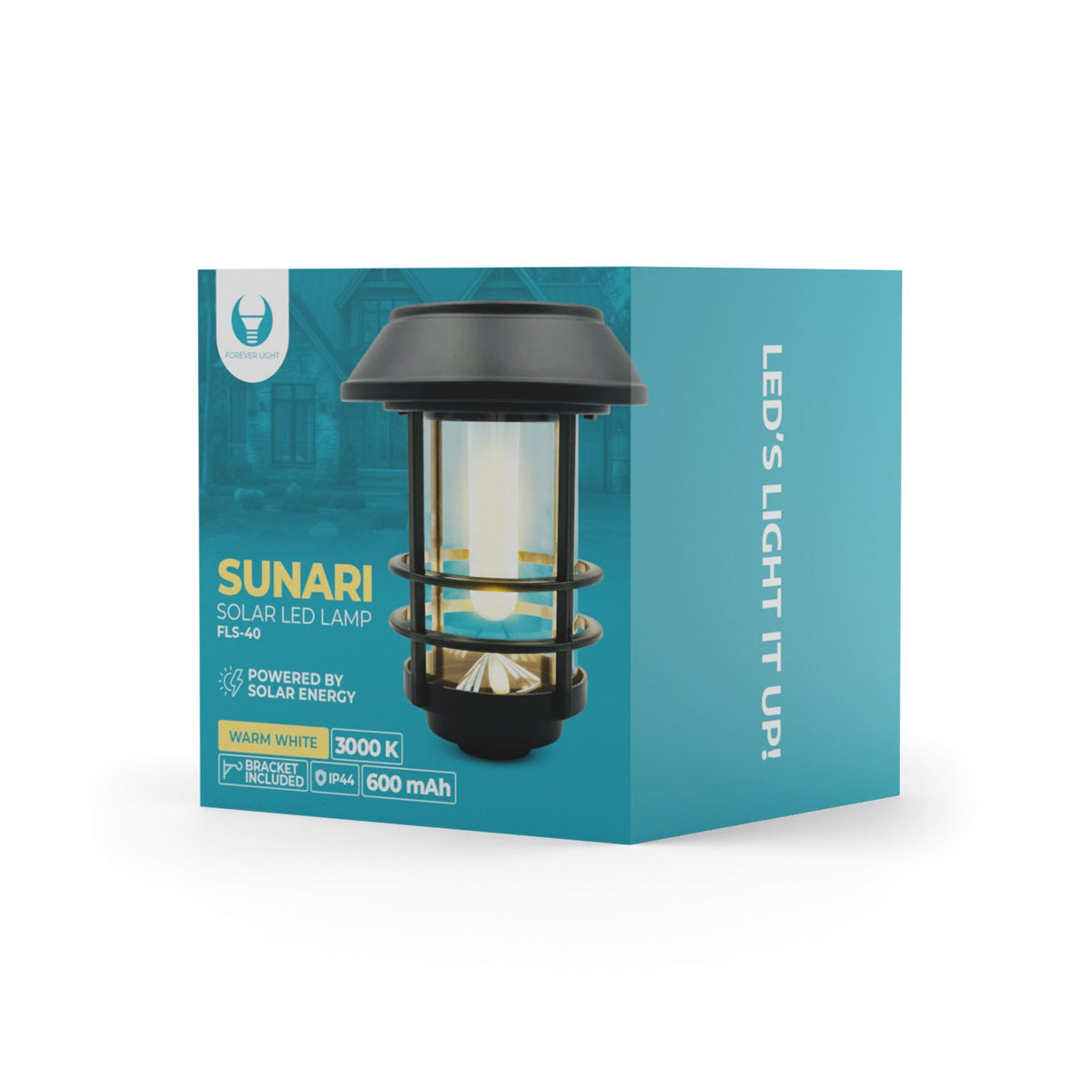 Forever Light LED lampa ar saules uzlādi Sunari FLS-40, melna