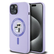 Karl Lagerfeld HC MagSafe silikona vāciņš KC Body Ring iPhone 15, violets