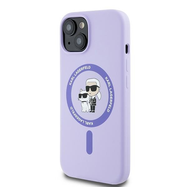 Karl Lagerfeld HC MagSafe silikona vāciņš KC Body Ring iPhone 15, violets