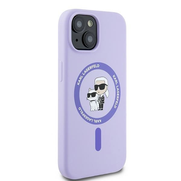 Karl Lagerfeld HC MagSafe silikona vāciņš KC Body Ring iPhone 15, violets