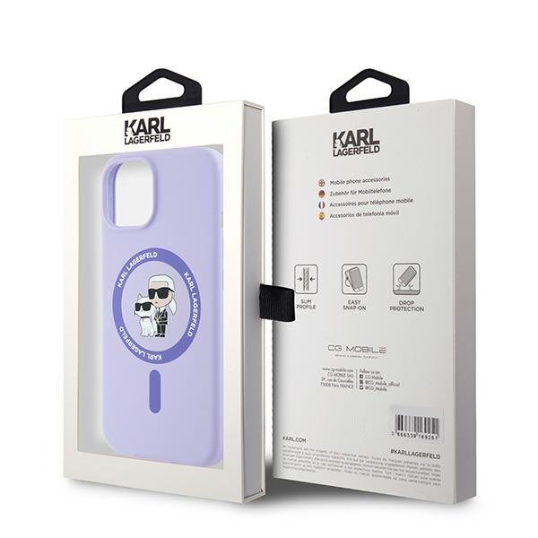 Karl Lagerfeld HC MagSafe silikona vāciņš KC Body Ring iPhone 15, violets