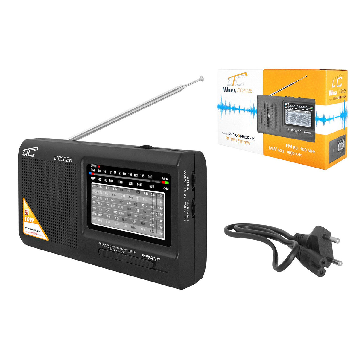 LTC pārnēsājamais radio WILGA, melns