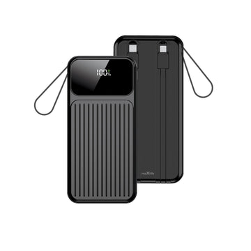 Maxlife pārnēsājamais akumulators ar iebūvētiem vadiem MXPB-06 PD QC 22,5W 10000 mAh melns