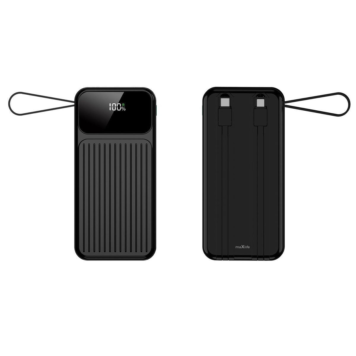 Maxlife pārnēsājamais akumulators ar iebūvētiem vadiem MXPB-06 PD QC 22,5W 10000 mAh melns