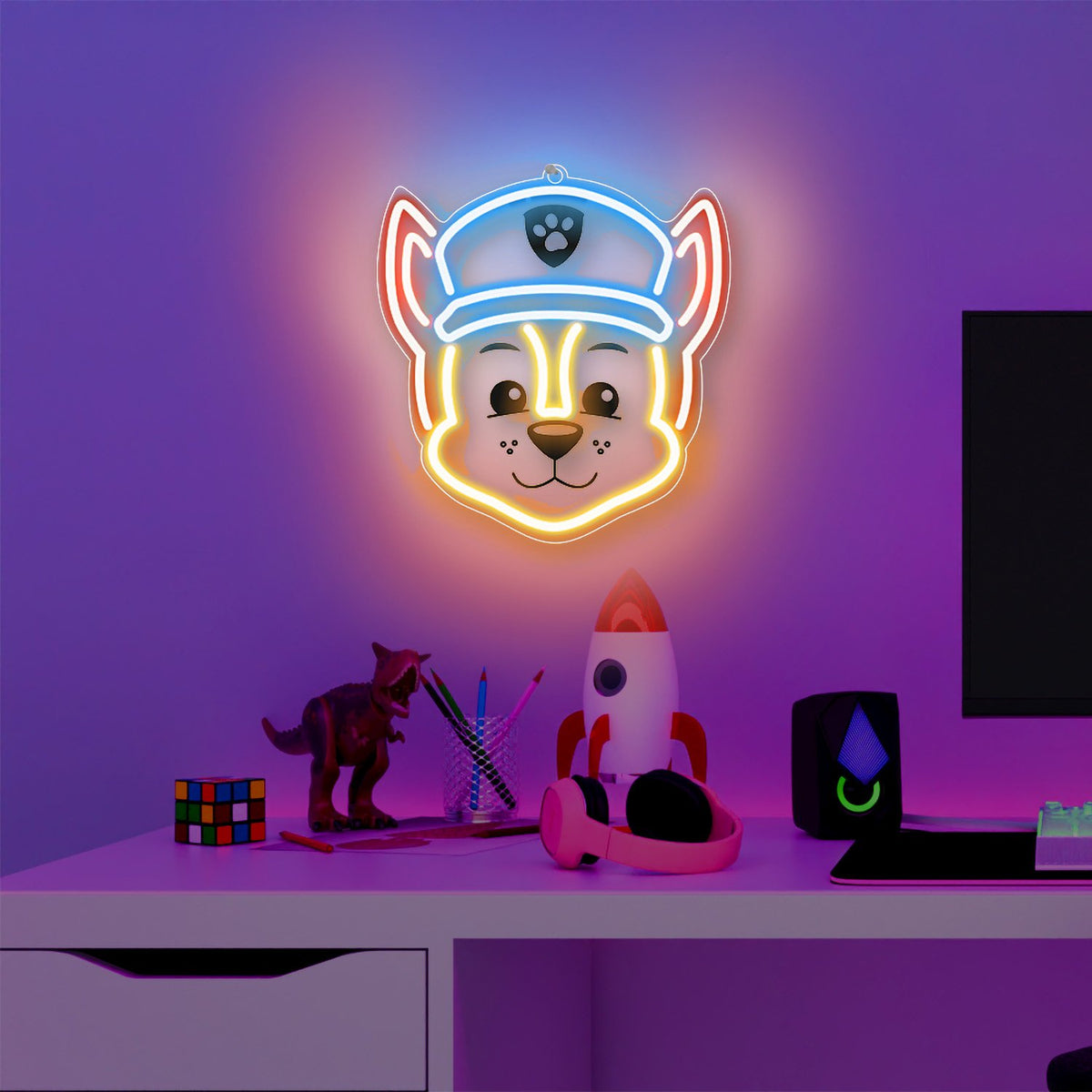 Hanging neona LED Paw Patrol on plexiglass - Chase OW-130346