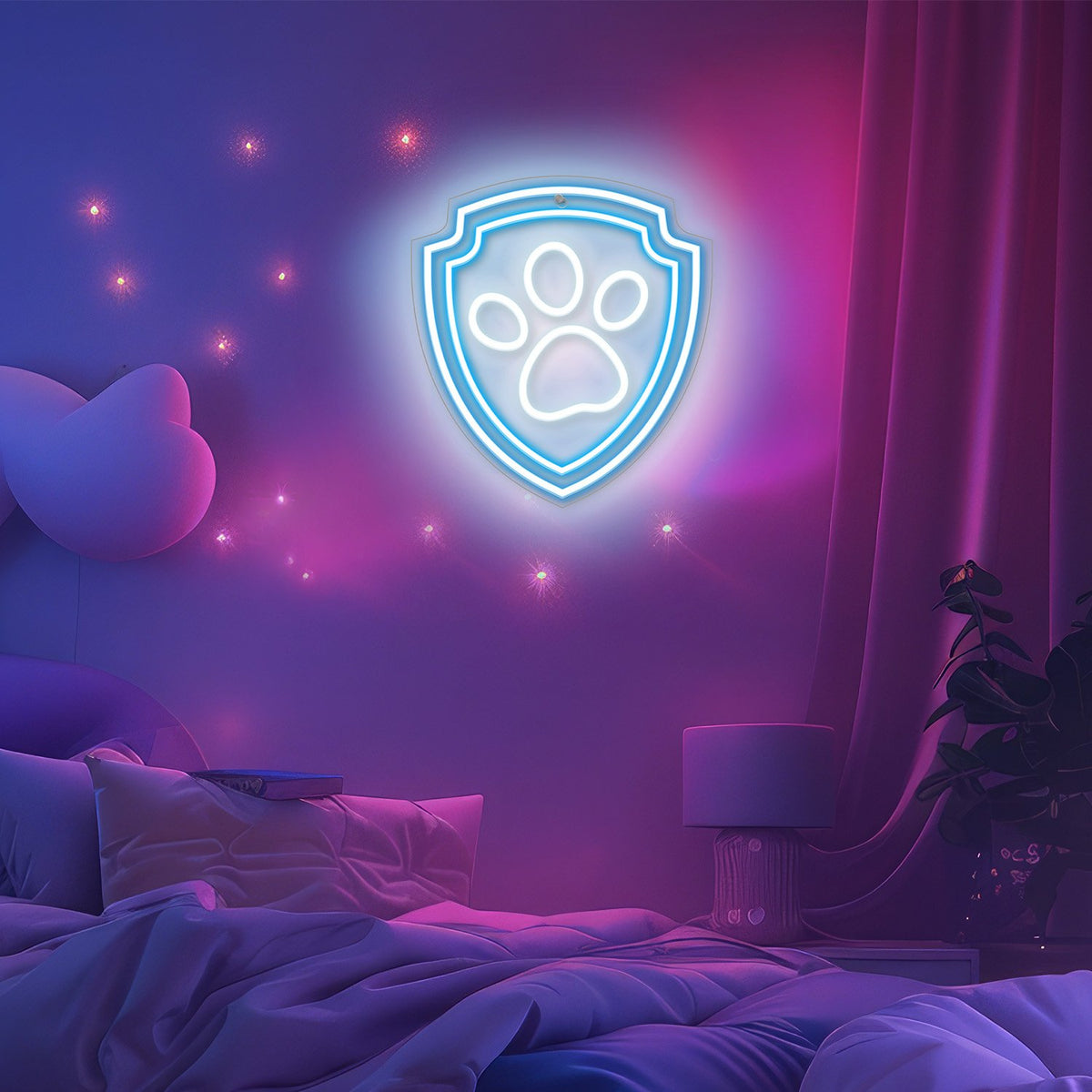 Hanging neona LED Paw Patrol on plexiglass - Paw OW-130246