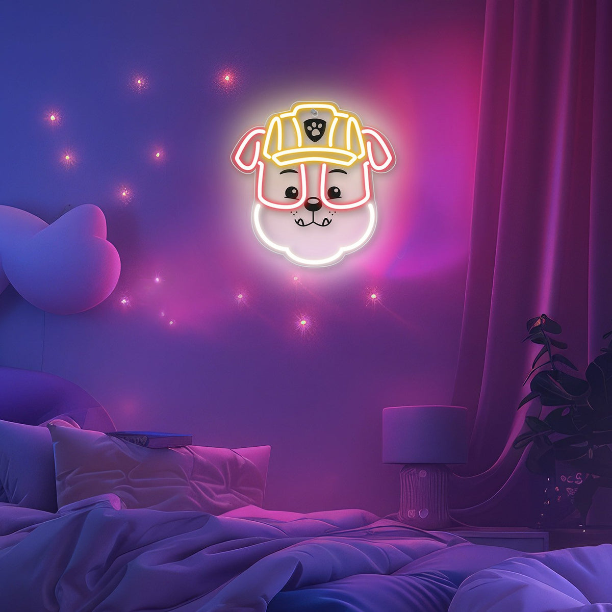 Hanging neona LED Paw Patrol on plexiglass - Rubble OW-130446