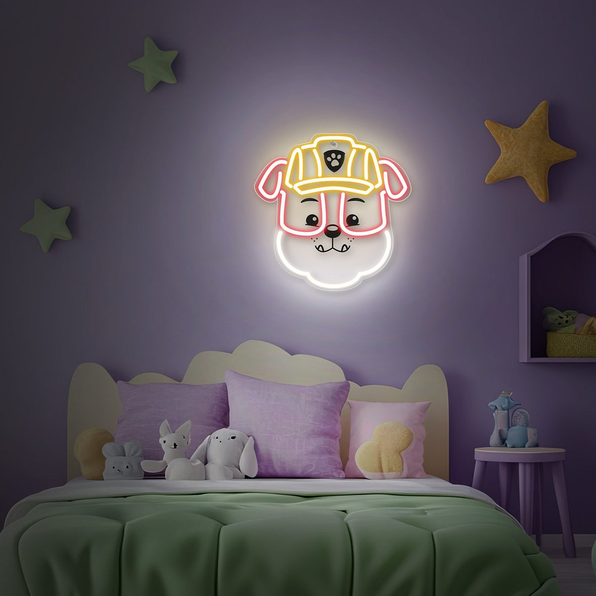 Hanging neona LED Paw Patrol on plexiglass - Rubble OW-130446