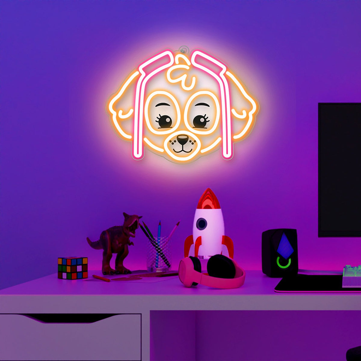 Hanging neona LED Paw Patrol on plexiglass - Skye OW-130546