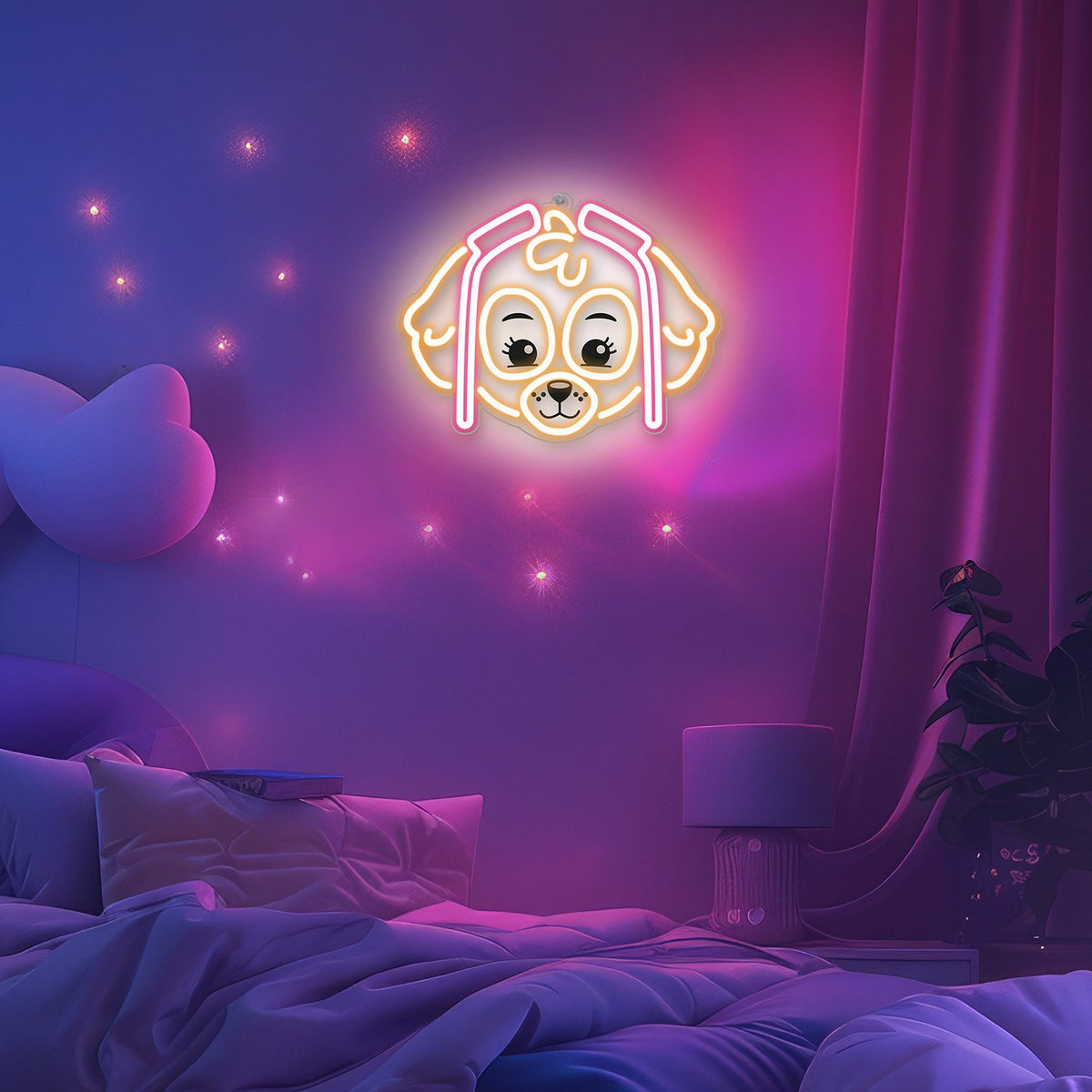 Hanging neona LED Paw Patrol on plexiglass - Skye OW-130546
