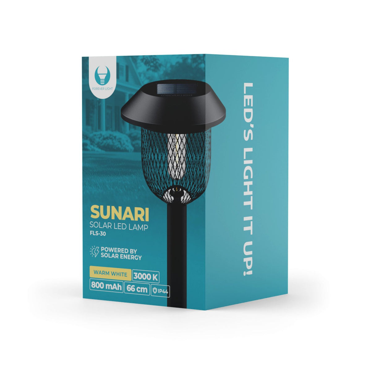 Forever Light LED lampa ar saules uzlādi Steel Post Sunari FLS-30, melna