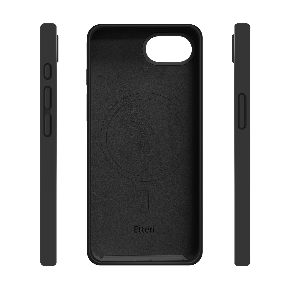 Etteri silikona MagSafe vāciņš iPhone 16e / 17e, melns