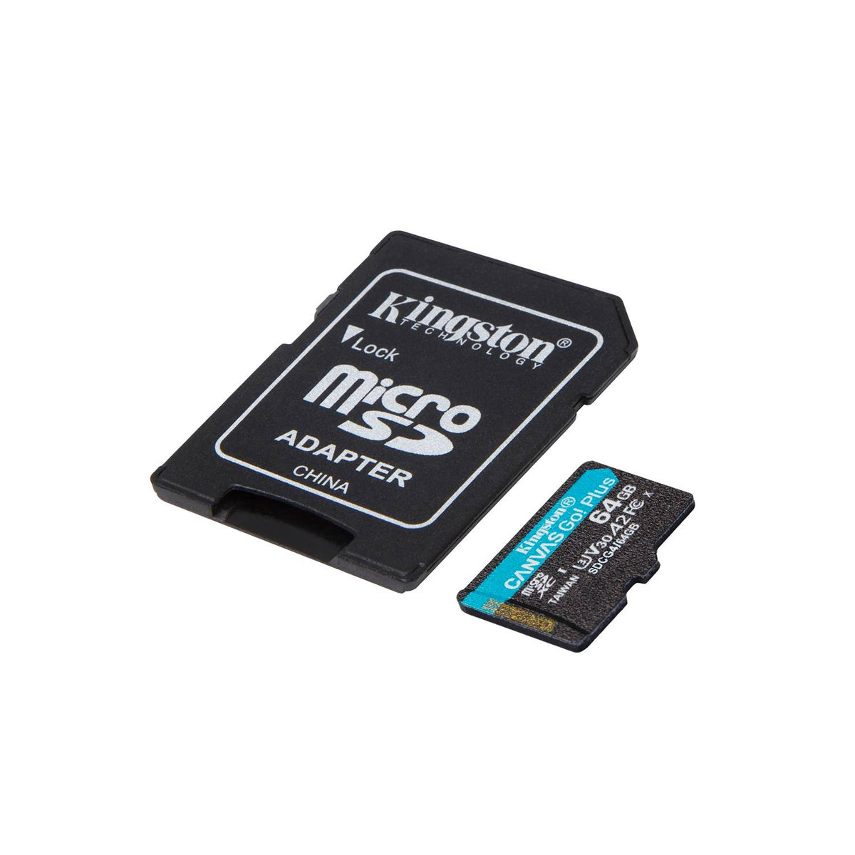 Kingston atmiņas karte 64GB microSDXC Canvas Go Plus Gen4 200MB/s A2 U3 V30 + adapteris