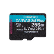 Kingston atmiņas karte 256GB microSDXC Canvas Go Plus Gen4 200MB/s A2 U3 V30 + adapteris