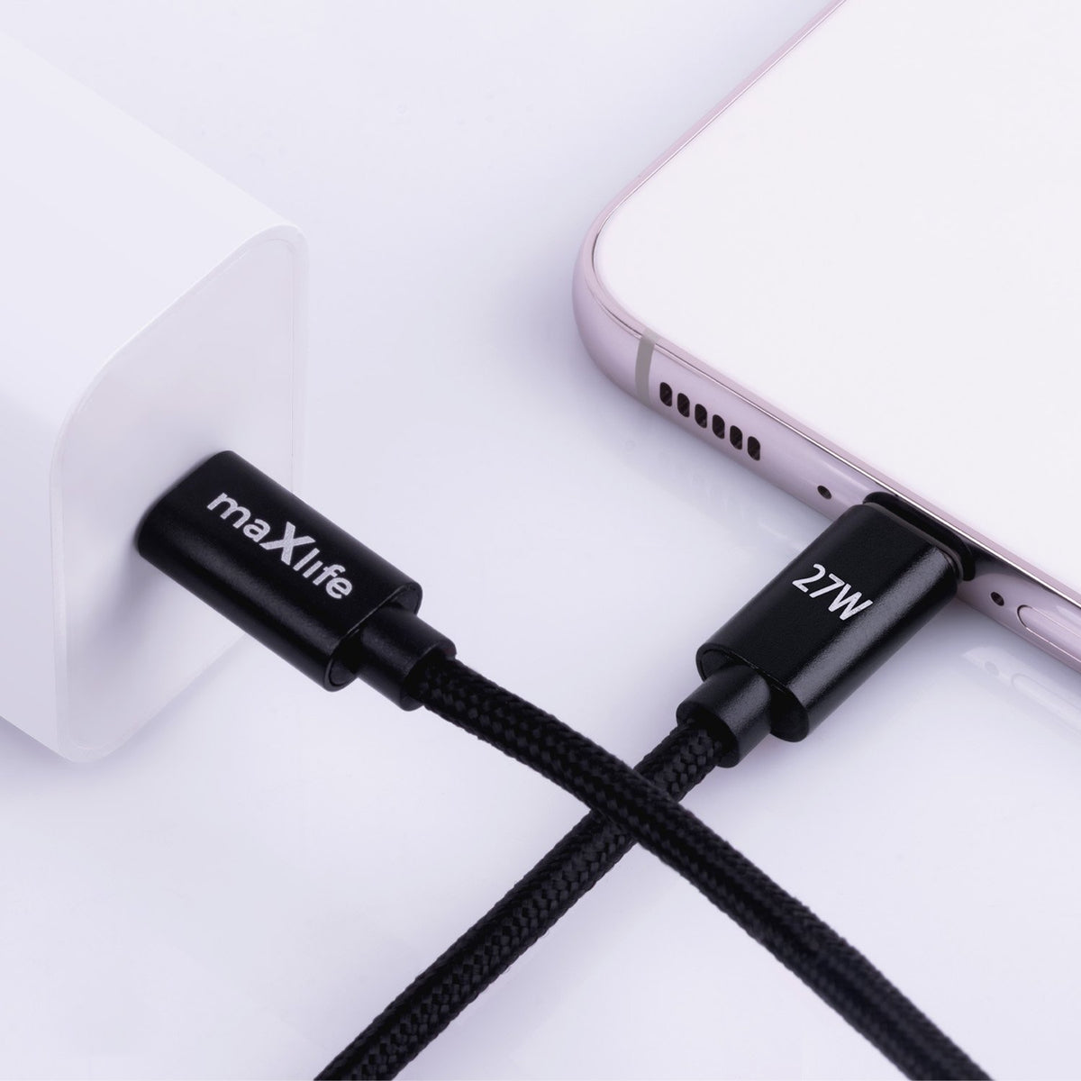 Maxlife kabelis MXUC-12 USB-C - Lightning 2,0 m 27W, melns